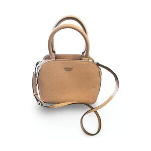 Guess Kamri Dome Satchel Handbag Pink Faux-Leather Logo Pattern Purse